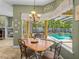Bay window dining area with view of the pool and backyard at 1111 Carriage Park Dr, Valrico, FL 33594