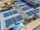 Aerial view of well-maintained blue community pickleball courts at 4748 Ballast Crest Cv, Land O Lakes, FL 34638