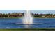 Scenic view of the lake with a fountain surrounded by well-maintained lawns and residences at 15856 Cobble Mill Dr, Wimauma, FL 33598