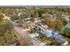 Aerial view of a charming home near a tranquil lake, surrounded by lush trees and a serene neighborhood at 8501 47Th N St, Pinellas Park, FL 33781