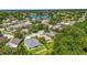 Expansive aerial view showcasing the beautiful neighborhood, lush greenery, and serene lake nearby at 4251 Whittner Dr, Land O Lakes, FL 34639