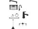 Selection of kitchen and bath fixtures in a matte black finish, with lighting and hardware at 28965 Orange Berry Dr, Wesley Chapel, FL 33543