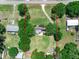Aerial view of a large lot showing the property's boundaries and surrounded by mature trees at 12526 Spottswood Dr, Riverview, FL 33579