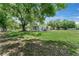 Expansive backyard with lush green lawn, mature trees, and a single-story home in the background at 12526 Spottswood Dr, Riverview, FL 33579