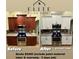 Image of a kitchen showing before and after results from cabinet painting services at 20209 Merry Oak Ave, Tampa, FL 33647