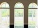 Arched windows offering a view of the lush greenery outside, adding charm to the space at 4110 Huntingdale Ct, Wesley Chapel, FL 33543