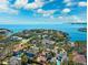 An aerial view showcasing the neighborhood, waterways, and downtown skyline at 1370 Brightwaters Ne Blvd, St Petersburg, FL 33704