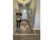 The entry features a rug, decorations and a mirror leading to the front door of this well lit home at 493 Omen St, Punta Gorda, FL 33982