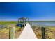 Waterfront dock with clear, blue sky and calm water, ideal for boating and fishing at 10532 94Th Pl, Seminole, FL 33772
