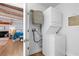 Laundry room with stacked washer and dryer adjacent to main bedroom and bath at 10532 94Th Pl, Seminole, FL 33772