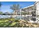 Covered pool area with enclosed screen and green grass at 1764 Oak Spring Dr, Tarpon Springs, FL 34689