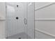 Modern shower with subway tile surround and sleek glass door at 2436 Jacobs St, Port Charlotte, FL 33953