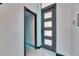 Modern hallway with unique lighting accents and a contemporary door design at 6538 Simone Shores Cir, Apollo Beach, FL 33572