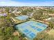 Aerial view of community tennis courts showcasing well-maintained facilities and surrounding trees at 1007 Lake Avoca Dr, Tarpon Springs, FL 34689