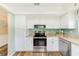 Updated kitchen showcases stainless steel appliances, sleek white cabinetry, and stylish countertops at 2546 Oakleaf Ln # 35D, Clearwater, FL 33763