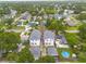 Birds eye view reveals two new properties, lush trees, and a community pool at 5327 6Th N Ave, St Petersburg, FL 33710