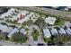 An aerial view of a neighborhood showcasing well-maintained homes, trees, and landscaping at 9233 Souchak Dr, Trinity, FL 34655