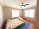 Cozy bedroom with two windows, ceiling fan, and natural light at 14124 Plum Ln, Hudson, FL 34667