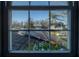 Window view of the neighborhood shows solar panels on the roof at 15701 Springmoss Ln, Tampa, FL 33624