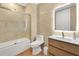 Modern bathroom with a bathtub-shower combo, sleek vanity, backlit mirror, and contemporary tile at 1 Aqua Reserve Blvd, New Port Richey, FL 34652