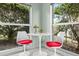 Charming breakfast nook featuring a round table, red cushioned chairs, and bright natural light at 10828 99Th Pl, Seminole, FL 33772