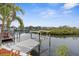 Private boat dock along a tranquil waterway offers scenic views and easy access to aquatic adventures at 6029 Bayway Ct, New Port Richey, FL 34652