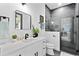 Modern bathroom with glass shower, white vanity, and sleek fixtures at 4406 W Euclid Ave, Tampa, FL 33629