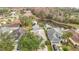 Aerial view showcasing a home's proximity to a serene pond and surrounding neighborhood at 29523 Waggle Dr, San Antonio, FL 33576