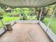 Screened-in patio overlooking pond views surrounded by lush greenery and mature landscaping at 29523 Waggle Dr, San Antonio, FL 33576