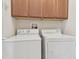 Laundry area with upper cabinets creates practical storage solutions, making household chores more organized and convenient at 20312 Heritage Point Dr, Tampa, FL 33647
