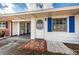 Charming home featuring a quaint front door with bright blue shutters and a decorative tiled entryway at 10022 Lily N St # N, Pinellas Park, FL 33782