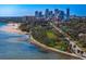 Scenic aerial of a city skyline along the water, with beach and parkway views at 1200 N Shore Ne Dr # 204, St Petersburg, FL 33701