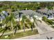 Aerial view of home, with a well-manicured lawn, mature landscaping, and a serene water view, showcasing its desirable location at 13024 Prestwick Dr, Riverview, FL 33579