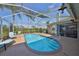 Inviting screened-in pool with a relaxing ambiance, surrounded by palm trees, and providing a perfect space for outdoor leisure at 13024 Prestwick Dr, Riverview, FL 33579