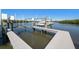 Private boat dock featuring a boat lift and ample space for docking and waterfront enjoyment at 14554 90Th Ave, Seminole, FL 33776