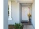 A welcoming front entrance with a white door and decorative plants at 16109 Northglenn Dr, Tampa, FL 33618