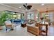 Inviting living area showcasing comfortable seating, a view of the outdoor space, and elegant interior design at 16135 Cape Coral Dr, Wimauma, FL 33598