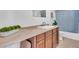 Bright bathroom featuring a vanity with tan countertops and plenty of storage space at 2709 57Th S St, Gulfport, FL 33707