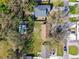 Aerial view of a home's backyard, featuring lush greenery and mature trees, offering privacy and shade at 7605 35Th S Ave, Tampa, FL 33619