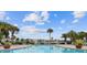 Beautiful pool area surrounded by palm trees, lounge chairs, and manicured landscaping at 4744 Snook Se Dr, St Petersburg, FL 33705
