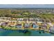 Wide aerial view of a residential neighborhood with water views, lush greenery, and well-maintained homes at 1204 50Th E St, Bradenton, FL 34208