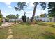 Well-maintained backyard showcasing a barbecue, lush green lawn, and mature trees at 2940 Bay View Dr, Safety Harbor, FL 34695