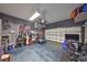 Spacious garage with a workbench, storage shelves, and ample room for parking and projects at 7325 S Trask St, Tampa, FL 33616