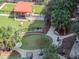 Aerial shot of dog park featuring covered seating, artificial grass, and fun fire hydrant at 1120 E Kennedy Blvd # 1523, Tampa, FL 33602
