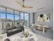 Comfortable living and dining area with city views from the floor-to-ceiling windows create an inviting and elegant ambiance at 1208 E Kennedy Blvd # 1115, Tampa, FL 33602
