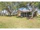 Well-maintained backyard with lush green grass and a screened-in patio at 11018 Courtland St, Trinity, FL 34655
