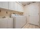 Laundry room with white cabinets, sink, washer, and dryer at 11018 Courtland St, Trinity, FL 34655