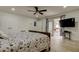 Bedroom with backyard access features wood-look flooring at 211 S Obrien St, Tampa, FL 33609