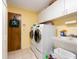 Bright laundry room with washer, dryer, sink, and ample storage space at 2893 Turtle Ter, Palm Harbor, FL 34683