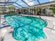Sparkling pool with screened enclosure, surrounded by a patio and lush landscaping, great for outdoor entertaining at 2893 Turtle Ter, Palm Harbor, FL 34683